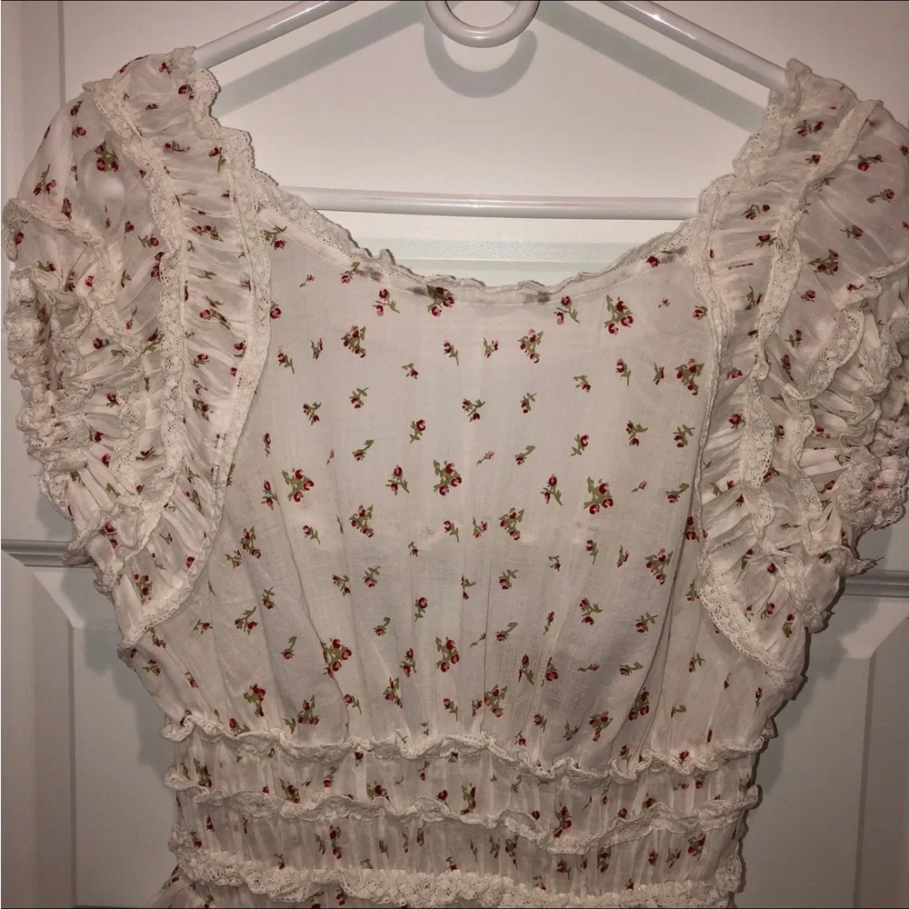Intimately by Free People Juliet Boho Cottagecore Ruffled Printed Bodysuit sz M